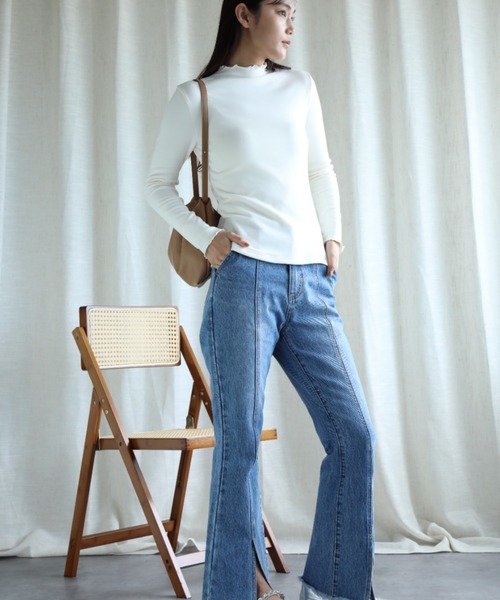 aimoha(アイモハ)の「【Aimoha】フリル裏起毛インナートップス (AW) (LV)(Tシャツ/カットソー・レディース・ベージュ/ホワイト/ブラウン/ブラック・SMALL/MEDIUM/LARGE/X-LARGE/XX-LARGE)」の10枚目の写真