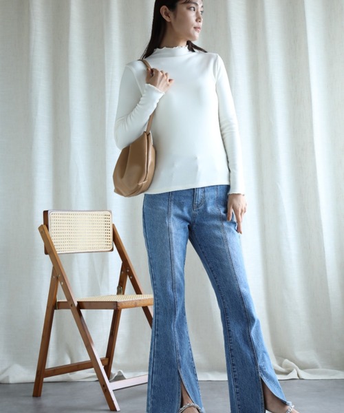 aimoha(アイモハ)の「【Aimoha】フリル裏起毛インナートップス (AW) (LV)(Tシャツ/カットソー・レディース・ベージュ/ホワイト/ブラウン/ブラック・SMALL/MEDIUM/LARGE/X-LARGE/XX-LARGE)」の8枚目の写真