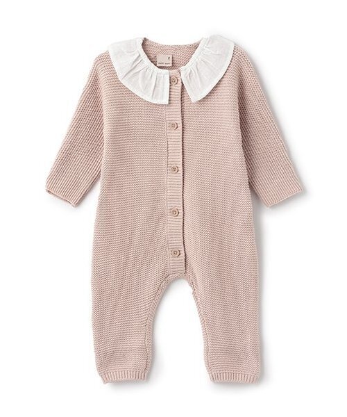 petit main（プティマイン）の「フリル衿つきニットカバーオール（ロンパース・キッズ・ライトグリーン/アイボリー/ライトピンク・80ｃｍ/70cm）」の3枚目の写真