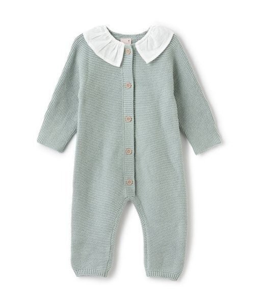 petit main（プティマイン）の「フリル衿つきニットカバーオール（ロンパース・キッズ・ライトグリーン/アイボリー/ライトピンク・80ｃｍ/70cm）」の2枚目の写真