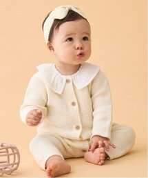 petit main | フリル衿つきニットカバーオール(ロンパース)