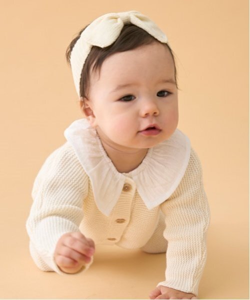 petit main（プティマイン）の「フリル衿つきニットカバーオール（ロンパース・キッズ・ライトグリーン/アイボリー/ライトピンク・80ｃｍ/70cm）」の5枚目の写真