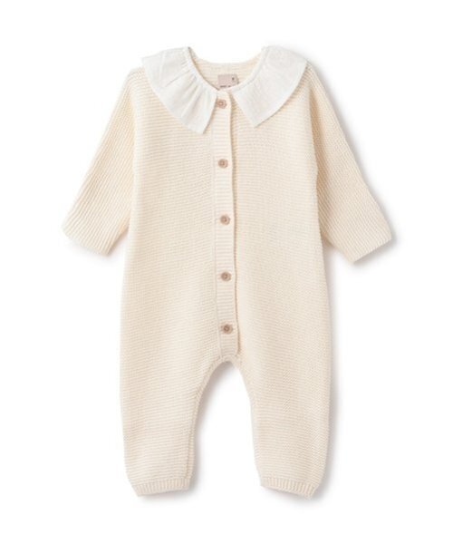 petit main（プティマイン）の「フリル衿つきニットカバーオール（ロンパース・キッズ・ライトグリーン/アイボリー/ライトピンク・80ｃｍ/70cm）」の6枚目の写真