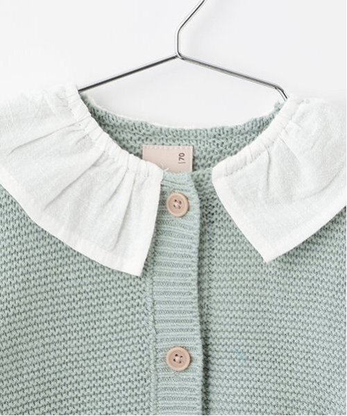 petit main（プティマイン）の「フリル衿つきニットカバーオール（ロンパース・キッズ・ライトグリーン/アイボリー/ライトピンク・80ｃｍ/70cm）」の8枚目の写真