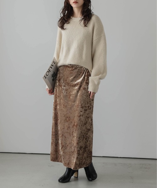 La-gemme（ラジェム）の「クラッシュベロアスカート（スカート・レディース・ブラウン/ベージュ/グレー・フリー）」の3枚目の写真