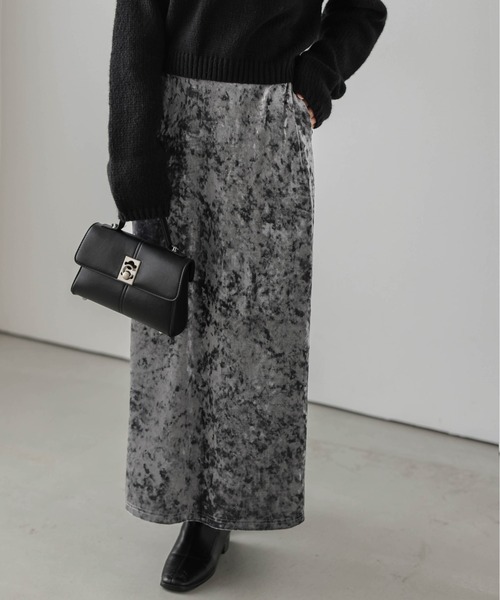 La-gemme（ラジェム）の「クラッシュベロアスカート（スカート・レディース・ブラウン/ベージュ/グレー・フリー）」の6枚目の写真