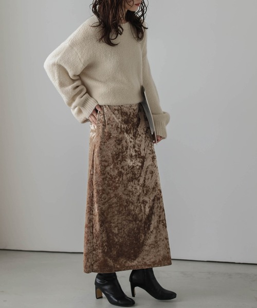 La-gemme（ラジェム）の「クラッシュベロアスカート（スカート・レディース・ブラウン/ベージュ/グレー・フリー）」の10枚目の写真