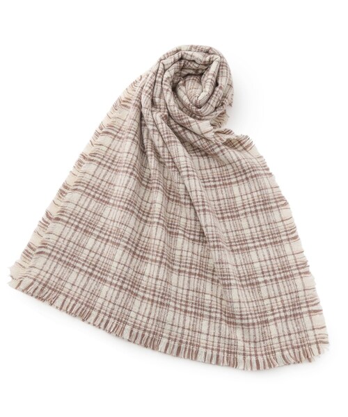 ITS'DEMO(イッツデモ)の「◆ラメ入りツイード風チェックストール(ストール/ショール・レディース・ベージュ系その他6/ベージュ系3/ホワイト系6・00)」の3枚目の写真