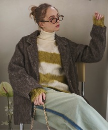 loin nuit | shaggy striped knit / シャギーストライプニット(ニット/セーター)