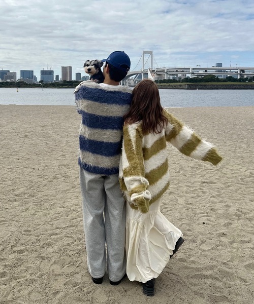 loin nuit（ロワンニュイ）の「shaggy striped knit / シャギー