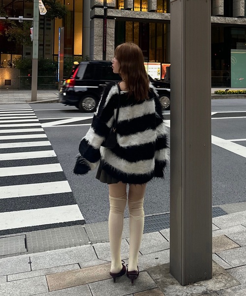 loin nuit（ロワンニュイ）の「shaggy striped knit / シャギー