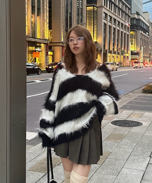 loin nuitロワンニュイ レースアップグリッターニット loin nuitロワンニュイ レースアップグリッターニット loin nuit