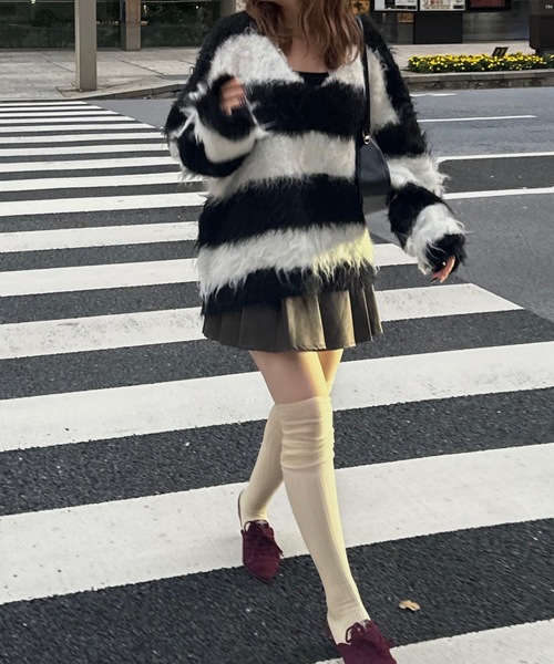 loin nuit（ロワンニュイ）の「shaggy striped knit / シャギー