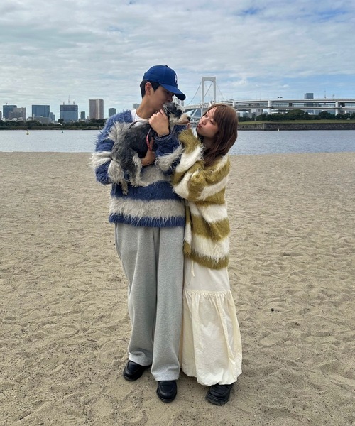 loin nuit（ロワンニュイ）の「shaggy striped knit / シャギーストライプニット（ニット/セーター・レディース・ライトグリーン/ブラック/ブルー・FREE）」の12枚目の写真