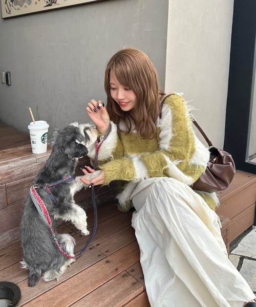 loin nuit（ロワンニュイ）の「shaggy striped knit / シャギーストライプニット（ニット/セーター・レディース・ライトグリーン/ブラック/ブルー・FREE）」の21枚目の写真