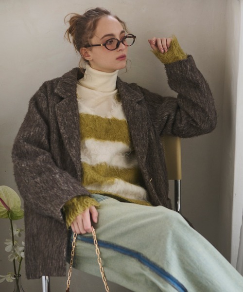 セール】shaggy striped knit / シャギーストライプニット（ニット