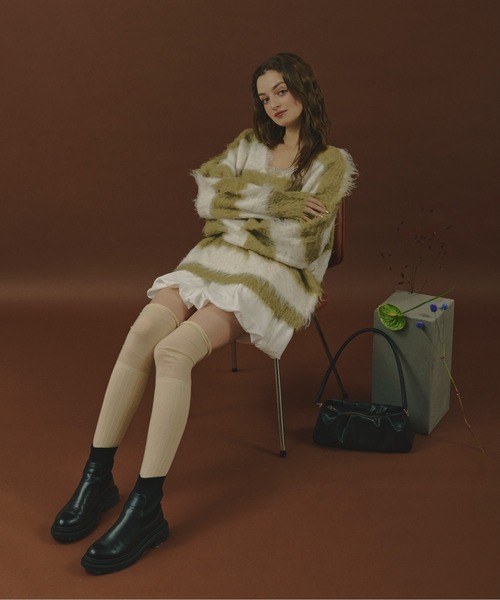 loin nuit（ロワンニュイ）の「shaggy striped knit / シャギー