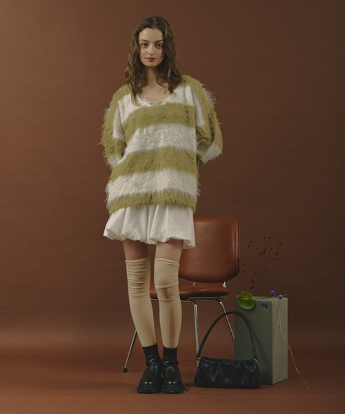 loin nuit（ロワンニュイ）の「shaggy striped knit / シャギー