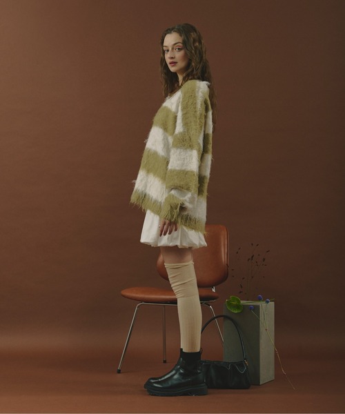 loin nuit（ロワンニュイ）の「shaggy striped knit / シャギー