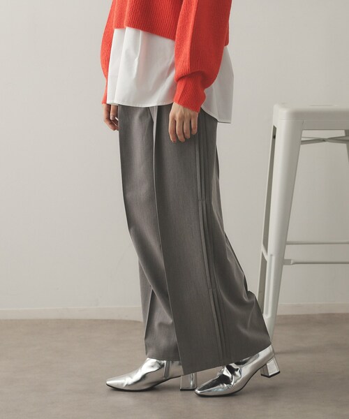 OPAQUE.CLIP（オペークドットクリップ）の「◆サイドタックワイドパンツ【洗濯機洗い可】（その他パンツ・レディース・ブラウン系/チャコールグレー・42/40/38）」の3枚目の写真