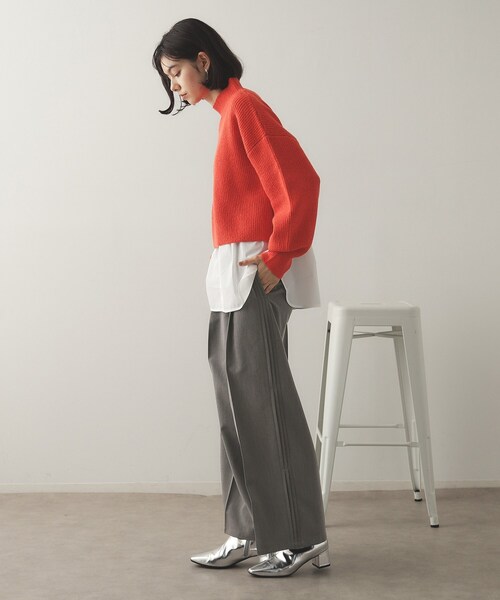 OPAQUE.CLIP（オペークドットクリップ）の「◆サイドタックワイドパンツ【洗濯機洗い可】（その他パンツ・レディース・ブラウン系/チャコールグレー・42/40/38）」の5枚目の写真