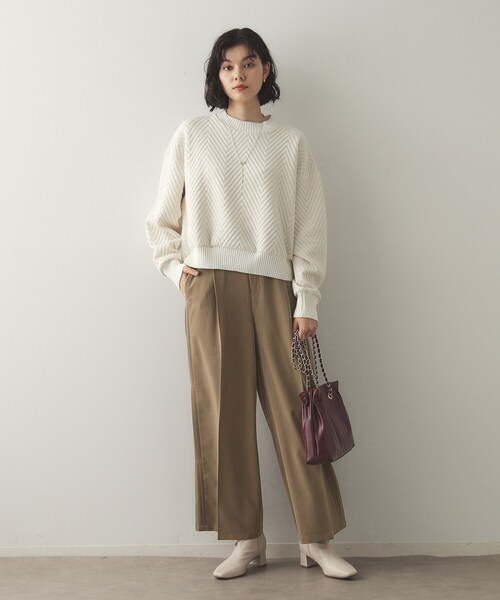 OPAQUE.CLIP（オペークドットクリップ）の「◆サイドタックワイドパンツ【洗濯機洗い可】（その他パンツ・レディース・ブラウン系/チャコールグレー・42/40/38）」の8枚目の写真