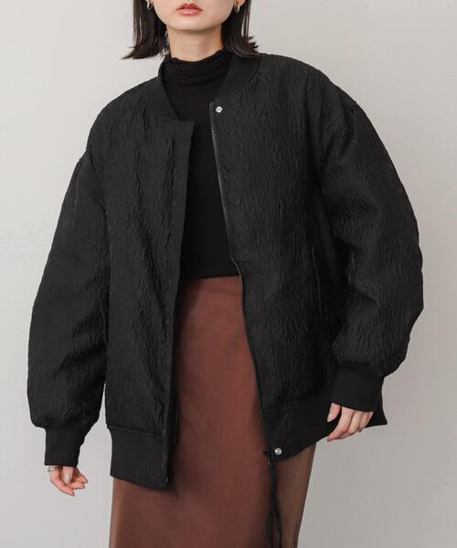 SENSE OF PLACE by URBAN RESEARCH（センスオブプレイスバイアーバンリサーチ）の「オーバーサイズMA-1（MA-1・レディース・ベージュ/アイボリー/ブラック・ONE）」の3枚目の写真