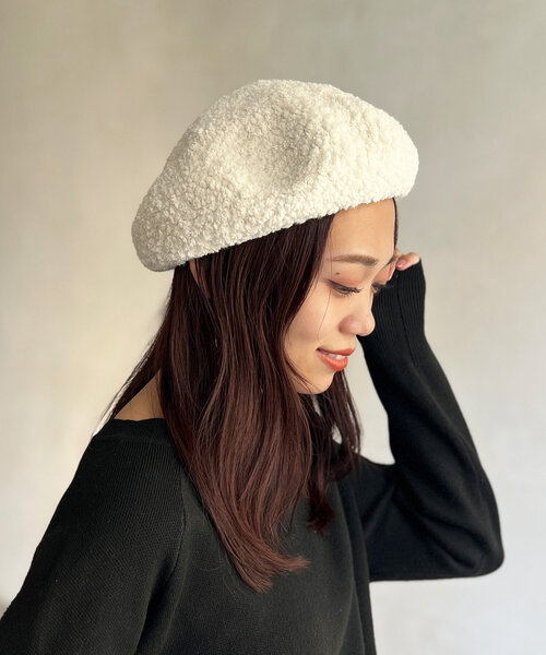 Chez toi（シェトワ）の「ブークレベレー帽（ハンチング/ベレー帽・レディース・グレー/アイボリー/ブラック・FREE）」の2枚目の写真