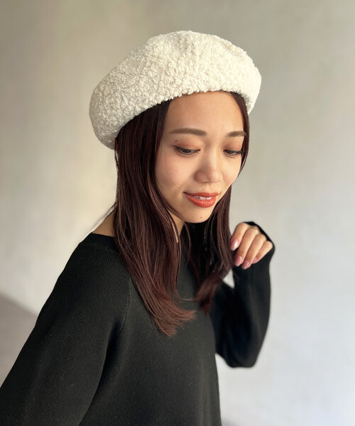 Chez toi（シェトワ）の「ブークレベレー帽（ハンチング/ベレー帽・レディース・グレー/アイボリー/ブラック・FREE）」の4枚目の写真