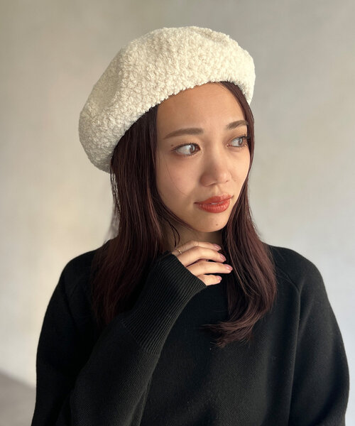 Chez toi（シェトワ）の「ブークレベレー帽（ハンチング/ベレー帽・レディース・グレー/アイボリー/ブラック・FREE）」の6枚目の写真