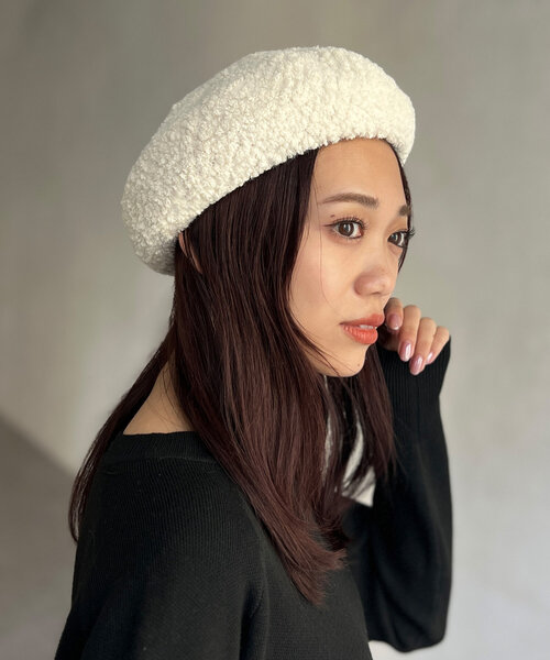 Chez toi（シェトワ）の「ブークレベレー帽（ハンチング/ベレー帽・レディース・グレー/アイボリー/ブラック・FREE）」の7枚目の写真