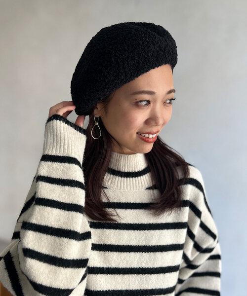 Chez toi（シェトワ）の「ブークレベレー帽（ハンチング/ベレー帽・レディース・グレー/アイボリー/ブラック・FREE）」の12枚目の写真