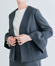 OUI CLASSY ノーカラー フレア スリーブ ジャケット