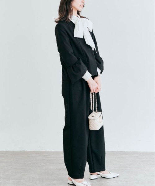 kirakiraShop(キラキラショップ)の「OUI CLASSY ノーカラー フレア スリーブ ジャケット(ノーカラージャケット・レディース・ネイビー/チャコール/ブラック・S/M/L)」の18枚目の写真