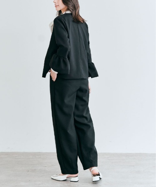 kirakiraShop(キラキラショップ)の「OUI CLASSY ノーカラー フレア スリーブ ジャケット(ノーカラージャケット・レディース・ネイビー/チャコール/ブラック・S/M/L)」の19枚目の写真
