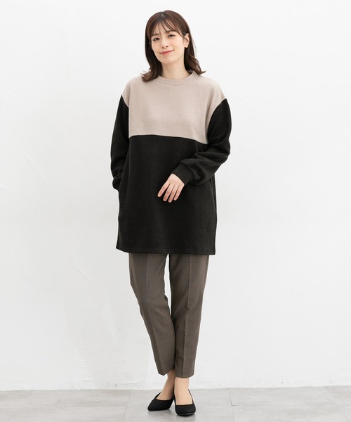 Honeys（ハニーズ）の「【ハニぽか】配色チュニック（チュニック・レディース・ピンクベージュ/ブルー/ブラック×ベージュ/ミント・M/L/LL）」の6枚目の写真