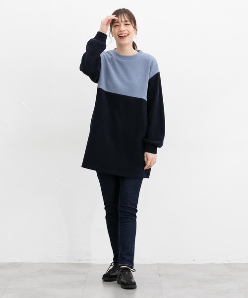 Honeys（ハニーズ）の「【ハニぽか】配色チュニック（チュニック・レディース・ピンクベージュ/ブルー/ブラック×ベージュ/ミント・M/L/LL）」の8枚目の写真