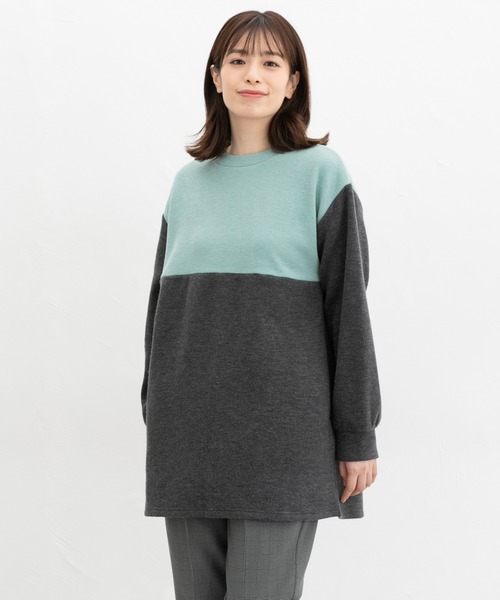 Honeys（ハニーズ）の「【ハニぽか】配色チュニック（チュニック・レディース・ピンクベージュ/ブルー/ブラック×ベージュ/ミント・M/L/LL）」の12枚目の写真