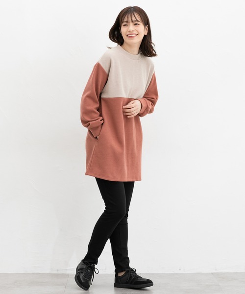 Honeys（ハニーズ）の「【ハニぽか】配色チュニック（チュニック・レディース・ピンクベージュ/ブルー/ブラック×ベージュ/ミント・M/L/LL）」の13枚目の写真