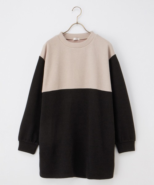 Honeys（ハニーズ）の「【ハニぽか】配色チュニック（チュニック・レディース・ピンクベージュ/ブルー/ブラック×ベージュ/ミント・M/L/LL）」の15枚目の写真