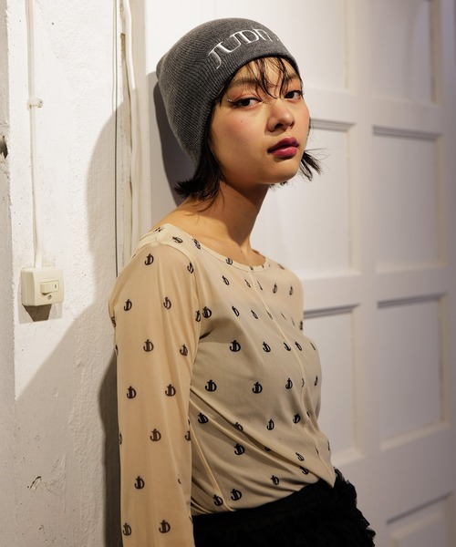 Judin(ジュディン)の「sheerロゴトップス【JD】(Tシャツ/カットソー・レディース・ブラック/ベージュ・FREE)」の2枚目の写真