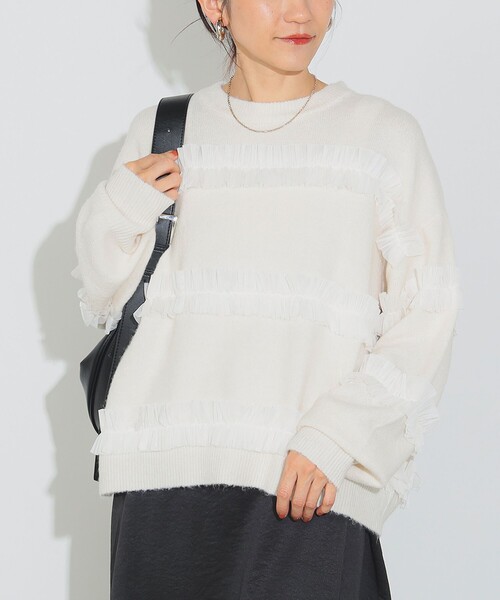 チュールライン ニットプルオーバー（手洗い可能）（ニット/セーター）｜BEAMS HEART（ビームスハート）