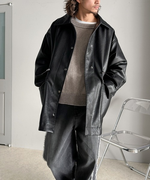 セール】洗練された抜け感を纏う。ヴィンテージ風フェイクレザー