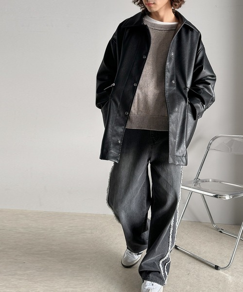 セール】洗練された抜け感を纏う。ヴィンテージ風フェイクレザー