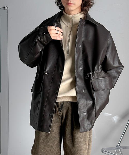 セール】洗練された抜け感を纏う。ヴィンテージ風フェイクレザー