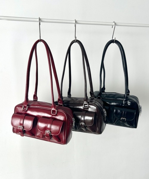Loueme（ルエム）の「ダブルポケットロングハンドルPUバッグ（ショルダーバッグ・レディース・ブラック/レッド/ブラウン・FREE）」の15枚目の写真