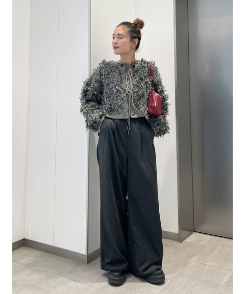 Ungrid(アングリッド)の「カットオフデザインラフ起毛タックパンツ(その他パンツ・レディース・チャコールグレー/ベージュ・SMALL/MEDIUM)」の5枚目の写真