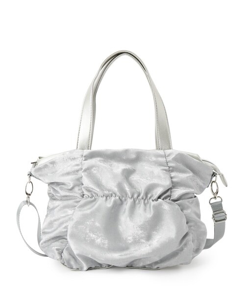 SHOO・LA・RUE（シューラルー）の「◆【2WAY】シャイニーくしゅくしゅトートバッグ（トートバッグ・レディース・シルバー/ダークブラウン/グレー/ブラック・00）」の4枚目の写真