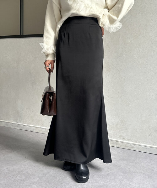 Thevon(ゼボン)の「サテンマーメイドスカート(スカート・レディース・ブラック/ベージュ/イエロー・S/M)」の7枚目の写真