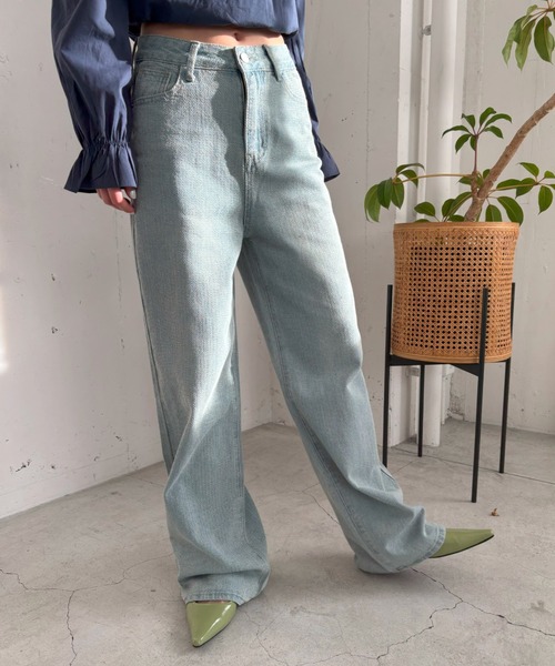 FUULLY STUDIO(フーリィーステューディオ)の「ジャガードワイドデニムパンツ(デニムパンツ・レディース・ブルー/ライトブルー・LARGE/MEDIUM/SMALL)」の20枚目の写真